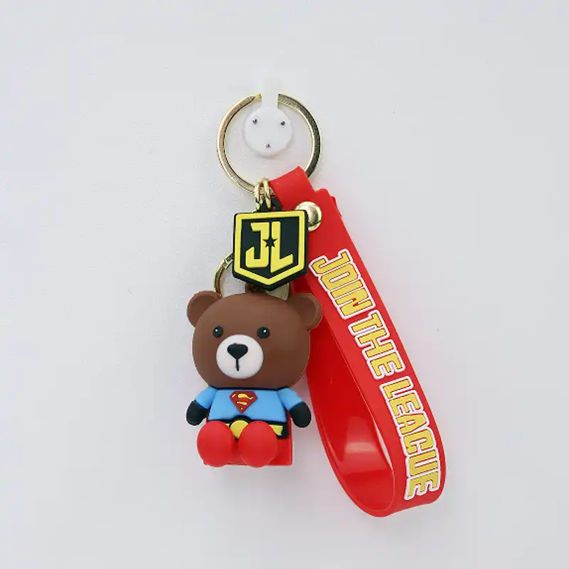 3D three-dimensional cartoon bear soft rubber doll keychain car bag keychain pendant creative small gift第3张